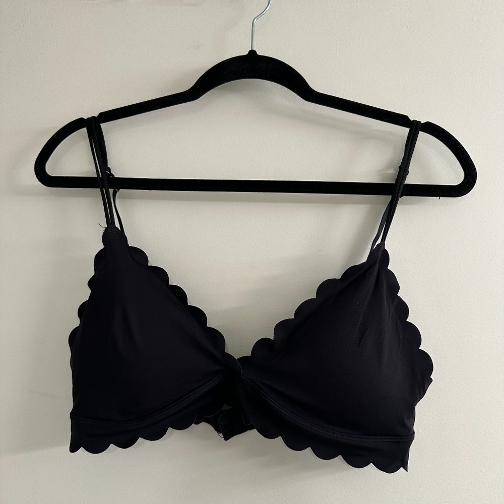 Anthropologie Scalloped Black Bralette